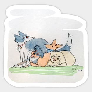 All the dogs are great watercolor Sticker